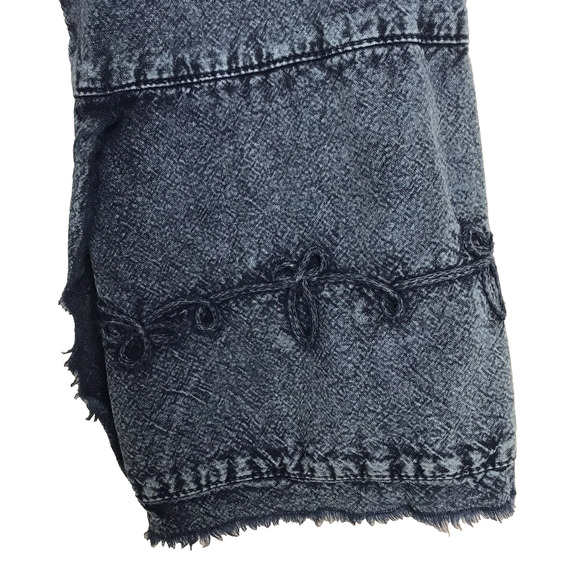 Scully Denim Long Sleeve Top Blouse Collar V-Neck Embroidered Raw Hem Size Small - Picture 11 of 12